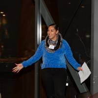 woman speaking to the giving tuesday crowd